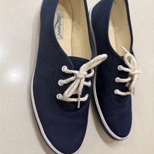 Grasshoppers Navy Canvas Sneakers with Cream Insole